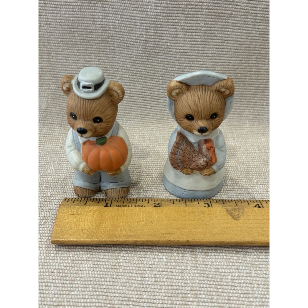 Vintage HOMCO Bear Figurines Autumn Harvest Thanksgiving Pilgrim #5312 - Picture 7 of 7